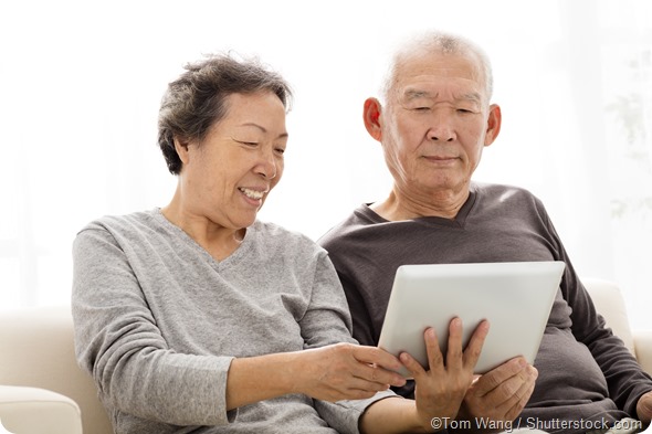 Senior couple tablet