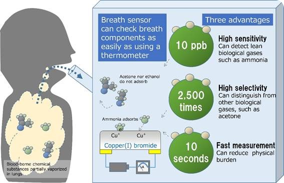 Operation principles and advantages of the newly developed breath sensor