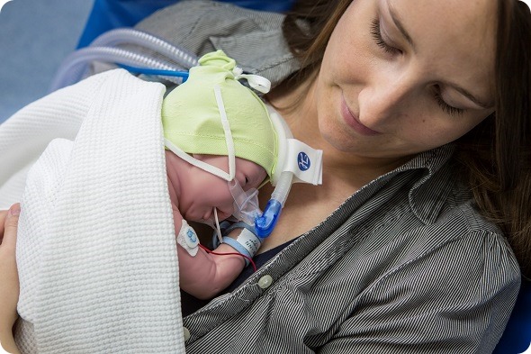 Mother and Baby with nCPAP