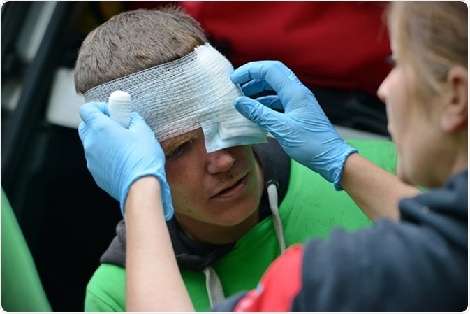 Injured person receives treatment from medic. Image Credit: 1000 Words / Shutterstock