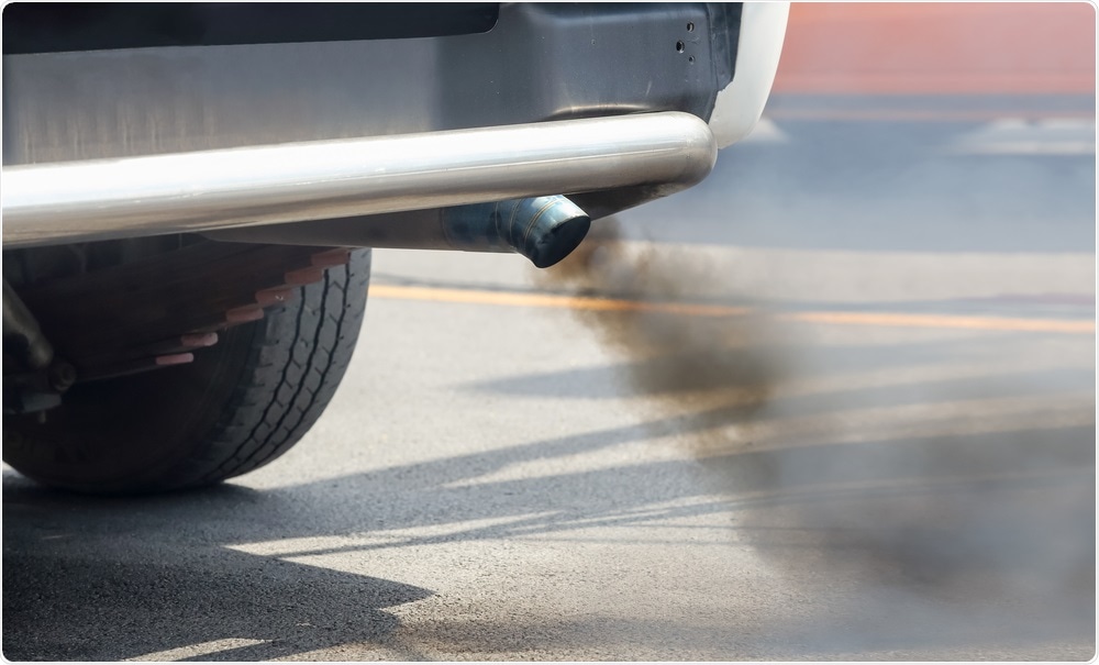 Exhaust fumes coming out of car and polluting the air