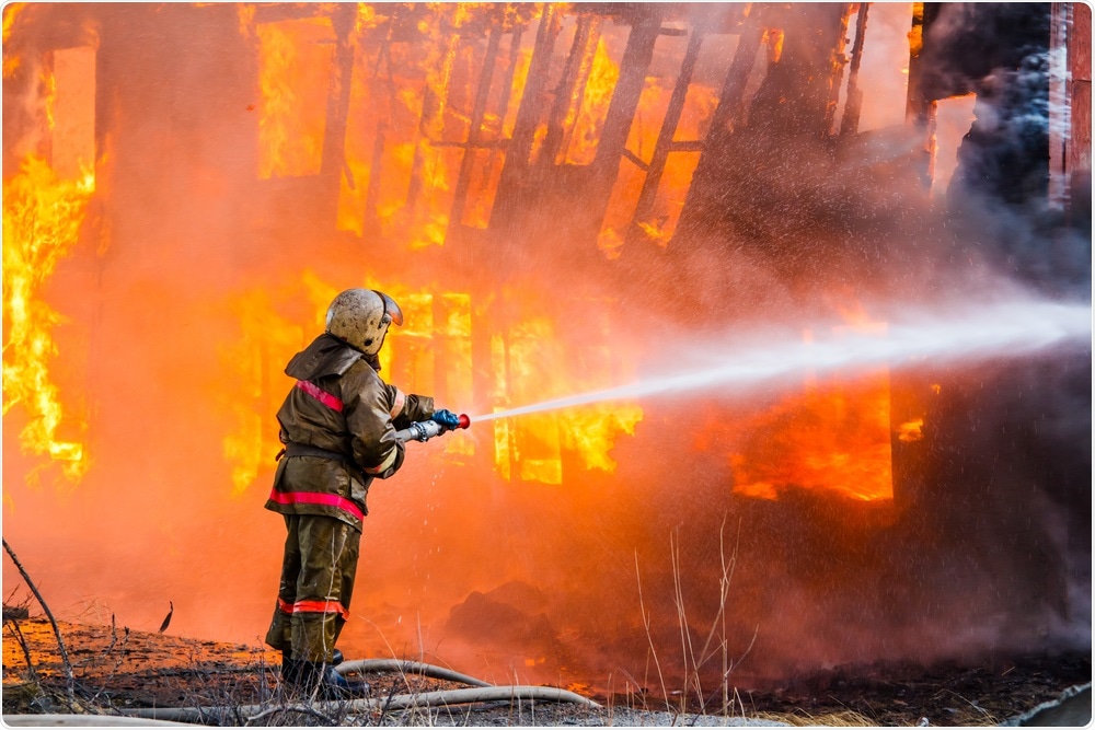 Firefighter tackles blaze