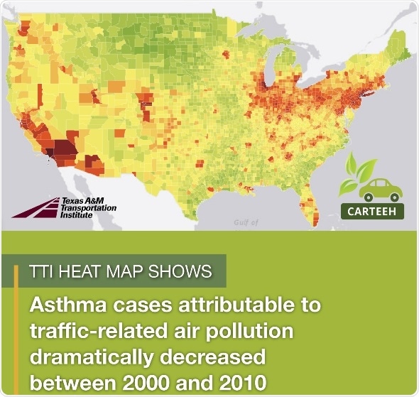 Interactive heat map shows childhood asthma burden due to traffic