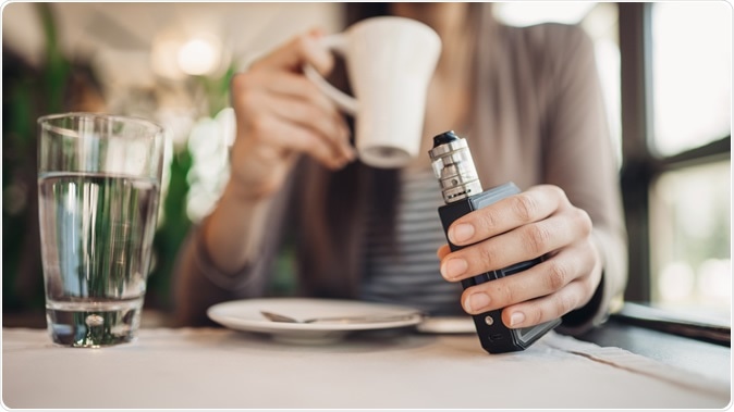 Woman using electronic cigarette - Image Credit: Eldar Nurkovic / Shutterstock