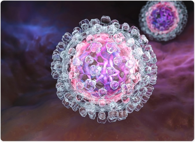 Hepatitis C virus model. 3D illustration