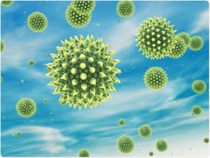 Airborne pollen grains. Image Credit: Nobeastsofierce / Shutterstock