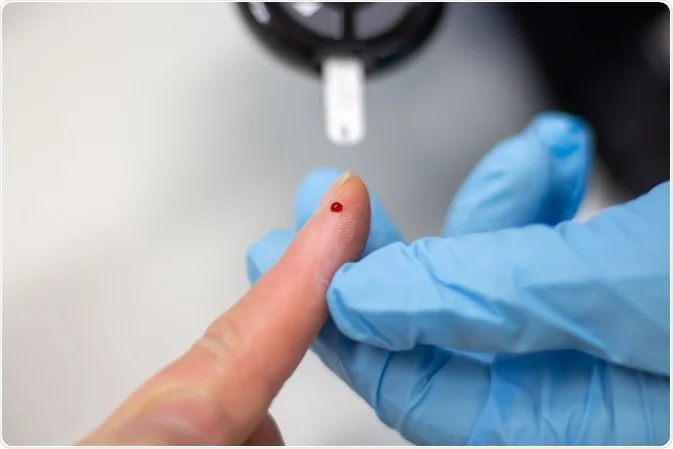 Diabetes patient measuring glucose level blood test using glucometer. Image Credit: Nehris / Shutterstock Diabetes patient measuring glucose level blood test using glucometer. Image Credit: Nehris / Shutterstock