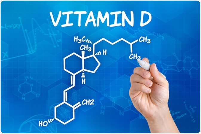 Chemical formula of vitamin D. Image Credit: Zerbor / Shutterstock