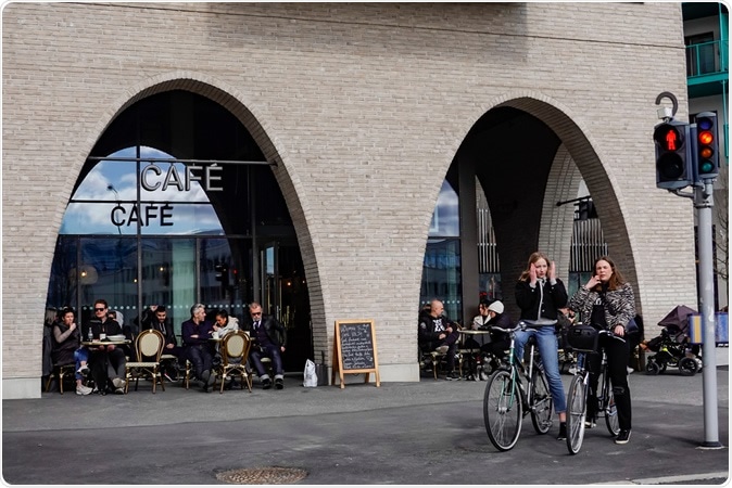 Stockholm, Sweden April 19, 2020 A popular cafe in the Sundbyberg suburb stays open during the coronavirus epidemic. Image Credit: Alexanderstock23 / Shutterstock