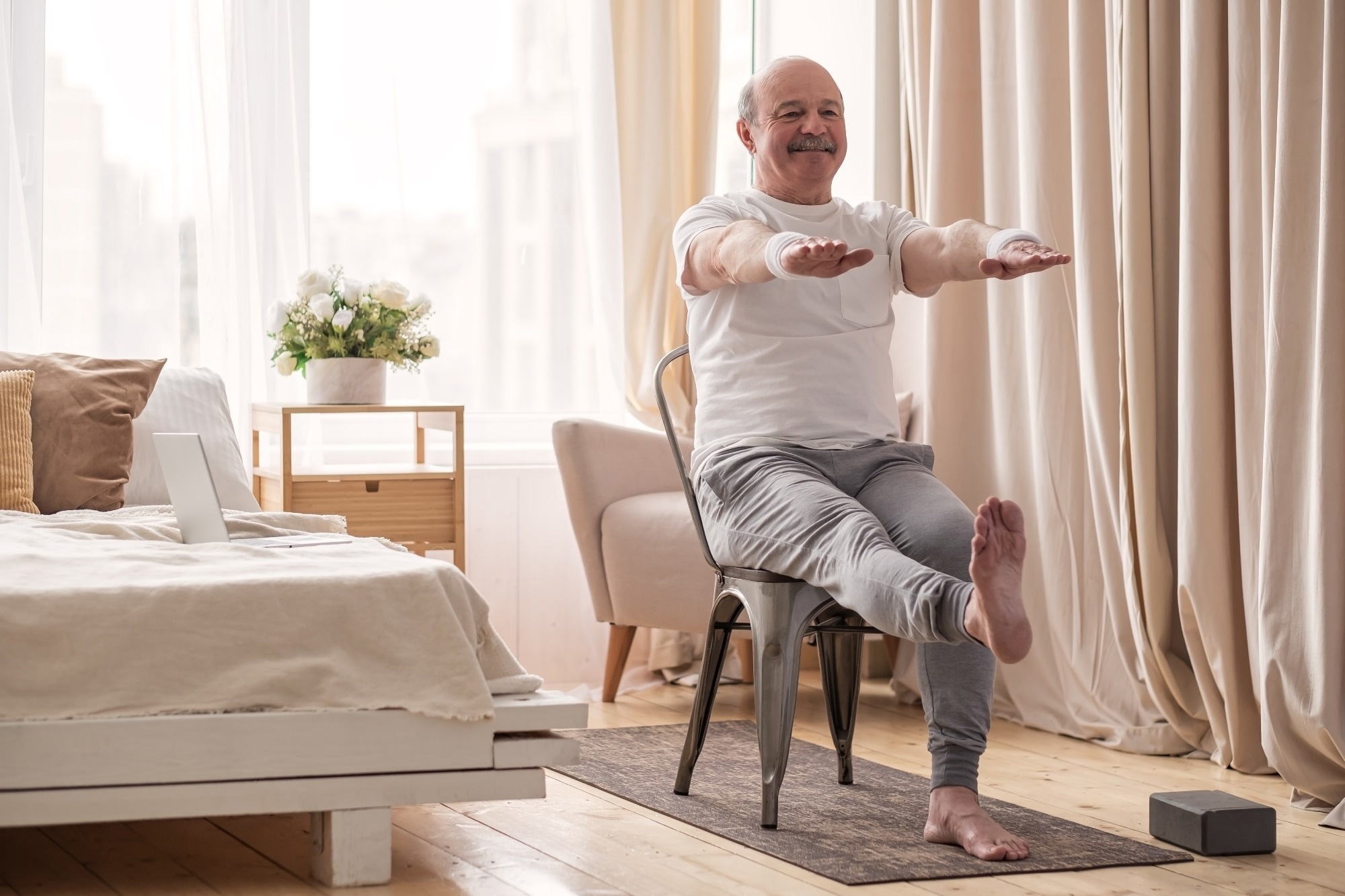 Chair yoga session