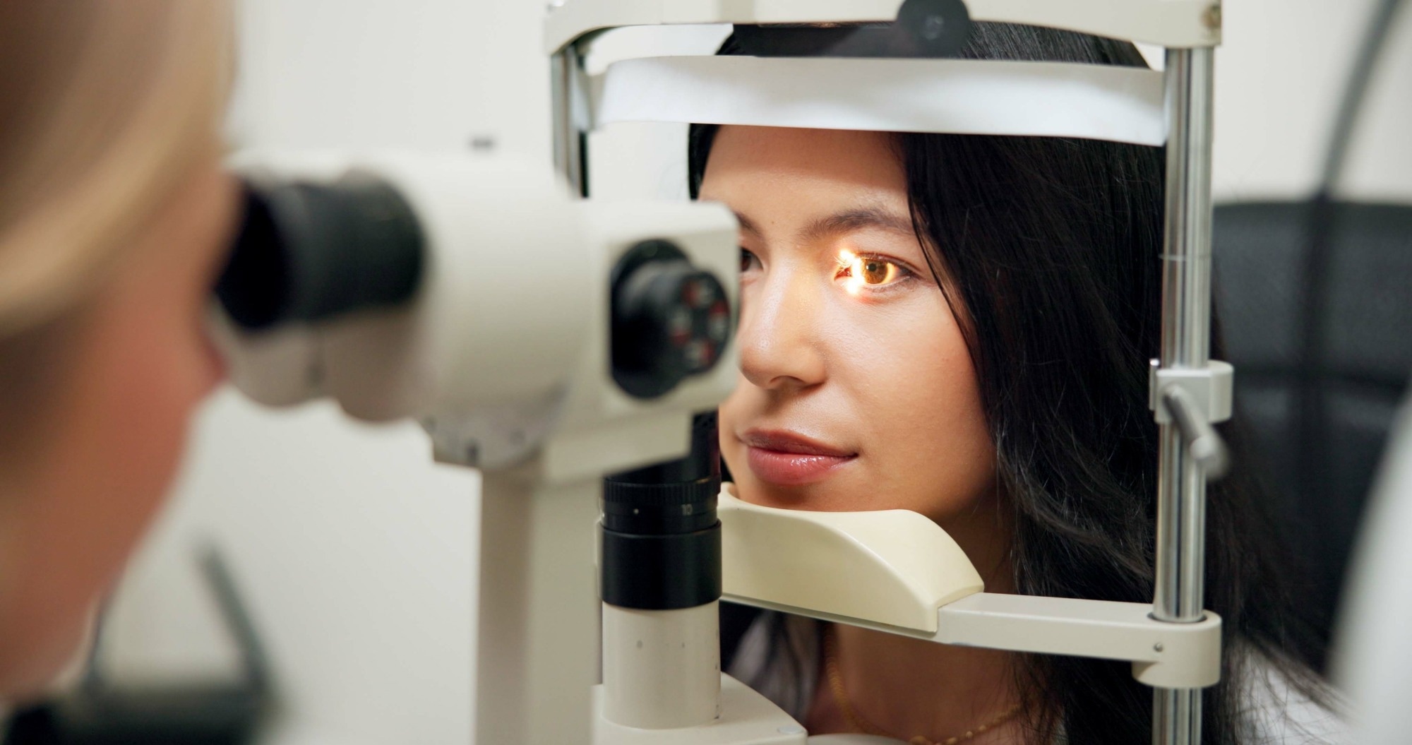 Eye exam of female patient