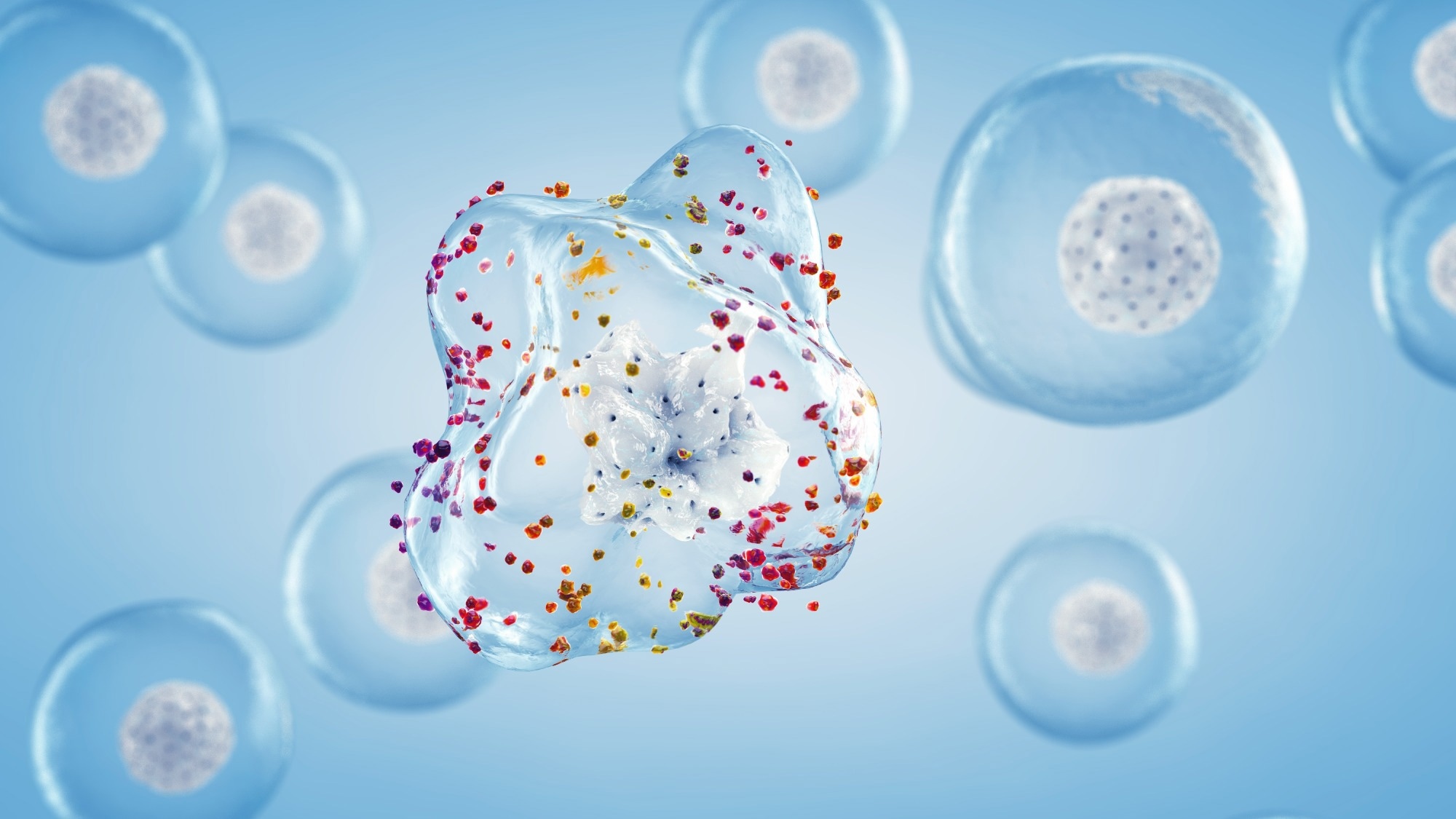 Illustration of cell surrounded by AGEs.