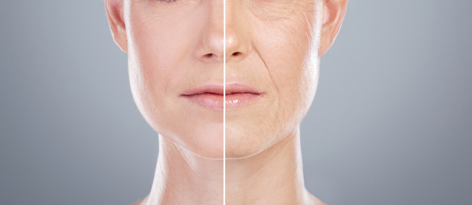 Concept of skin aging: old vs. young.