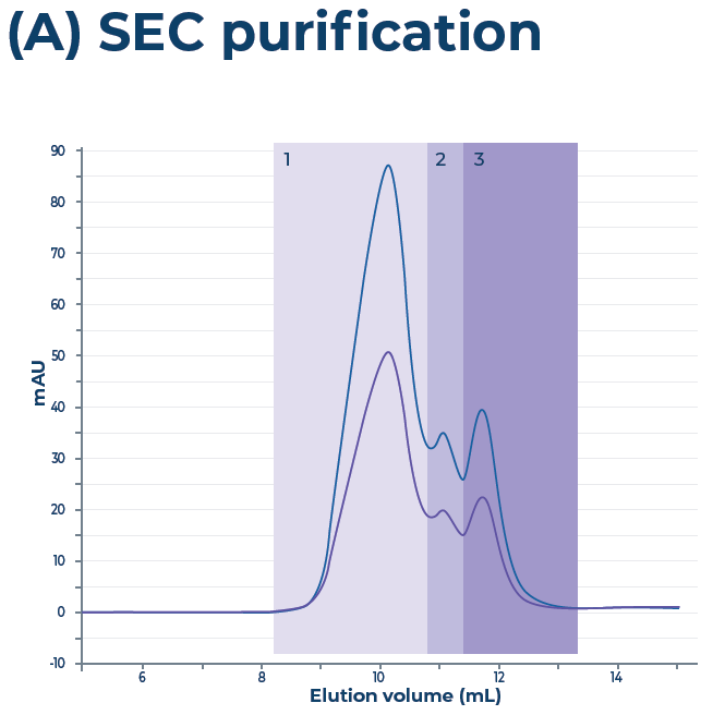 SEC purification, monodispersity assessment (post-SEC) and ligand binding activity. (A) SEC purification was used to separate different GPCR-nanodisc conformations. (B) SE-UHPLC was used to confirm peak 3 contained the monodisperse, active ttsΔβ1AR. (C) Ligand binding activity using LAC repeated to confirm enrichment of ligand binding fraction