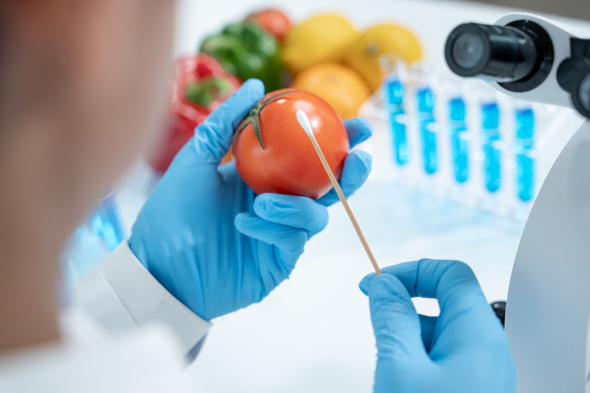 Scientist check chemical food residues in laboratory