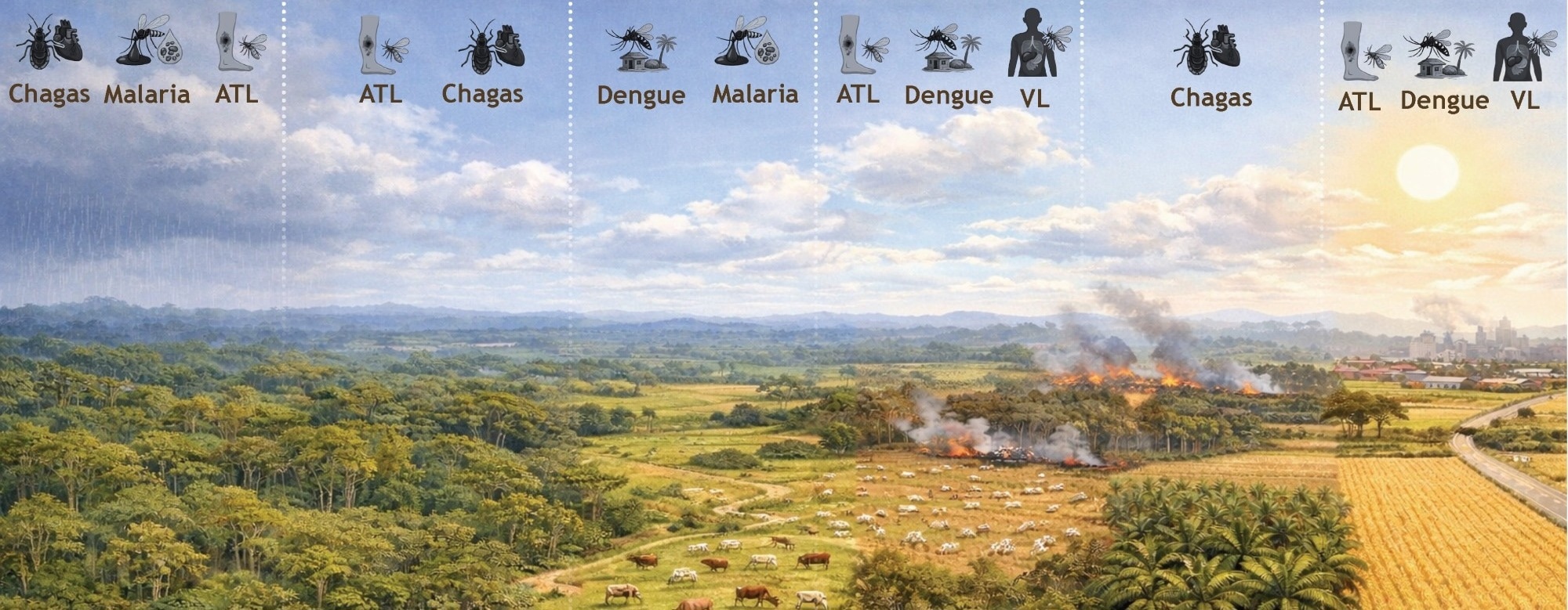 Amazon land use patterns reveal where vector-borne diseases collide
