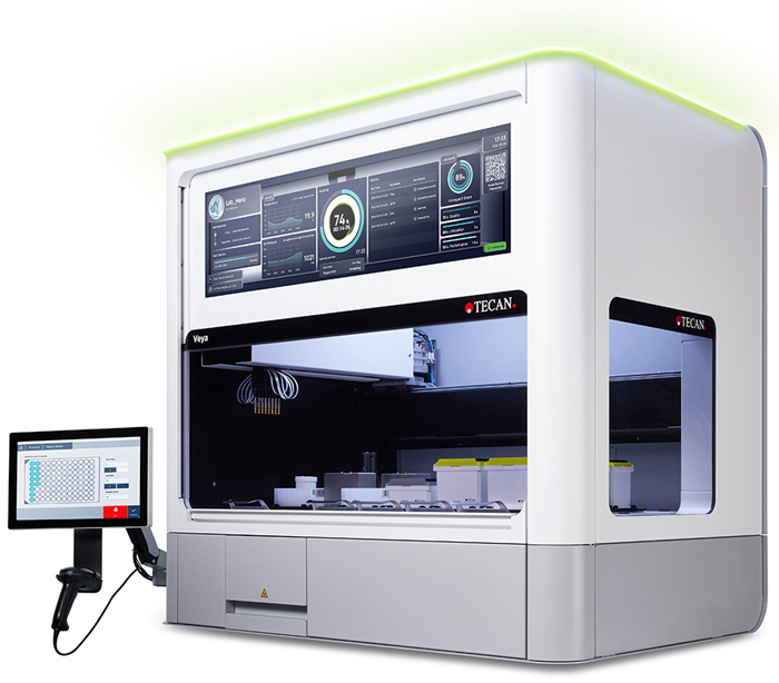 Veya includes a wraparound status light and an intuitive touchscreen interface for guided operation