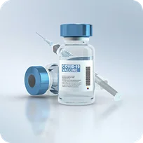 Graphic of medicine with a needle for injection.