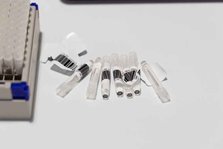 Barcodes stuck on vials