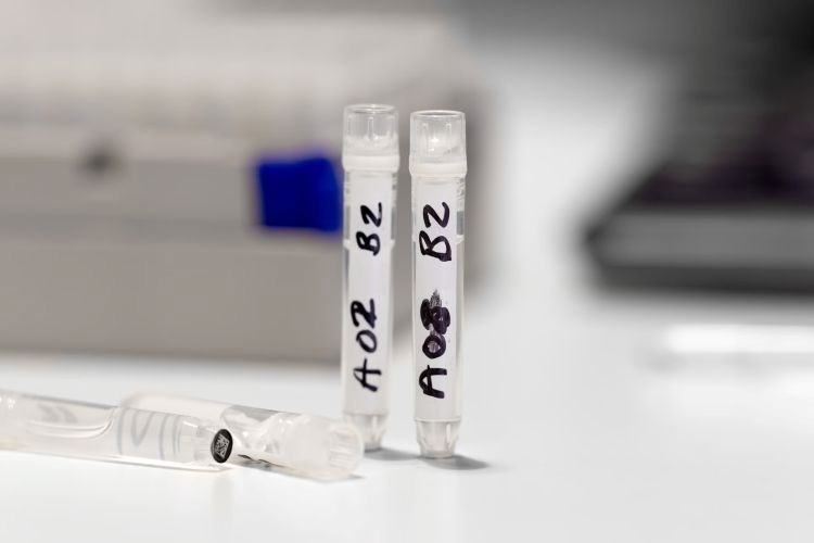 Vials with handwritten markings