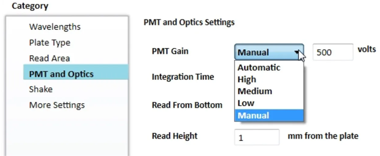 Adjustable PMT Settings in SoftMax Pro