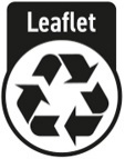 A black recycle symbol with white text  Description automatically generated
