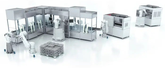 Stericlean robots for industrial and medical sterilization, product illustration demonstrating their use.