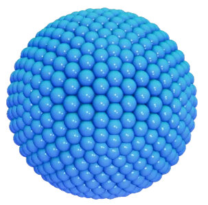Liposome particle with phospholipid molecules.