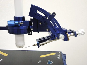 Injection Mount with Steel Needle and Syringe.