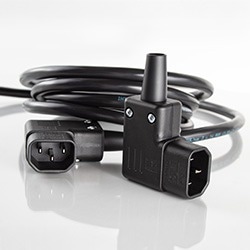 Interpower® launches IEC 60320 rewirable Sheet E angled plug connector in black