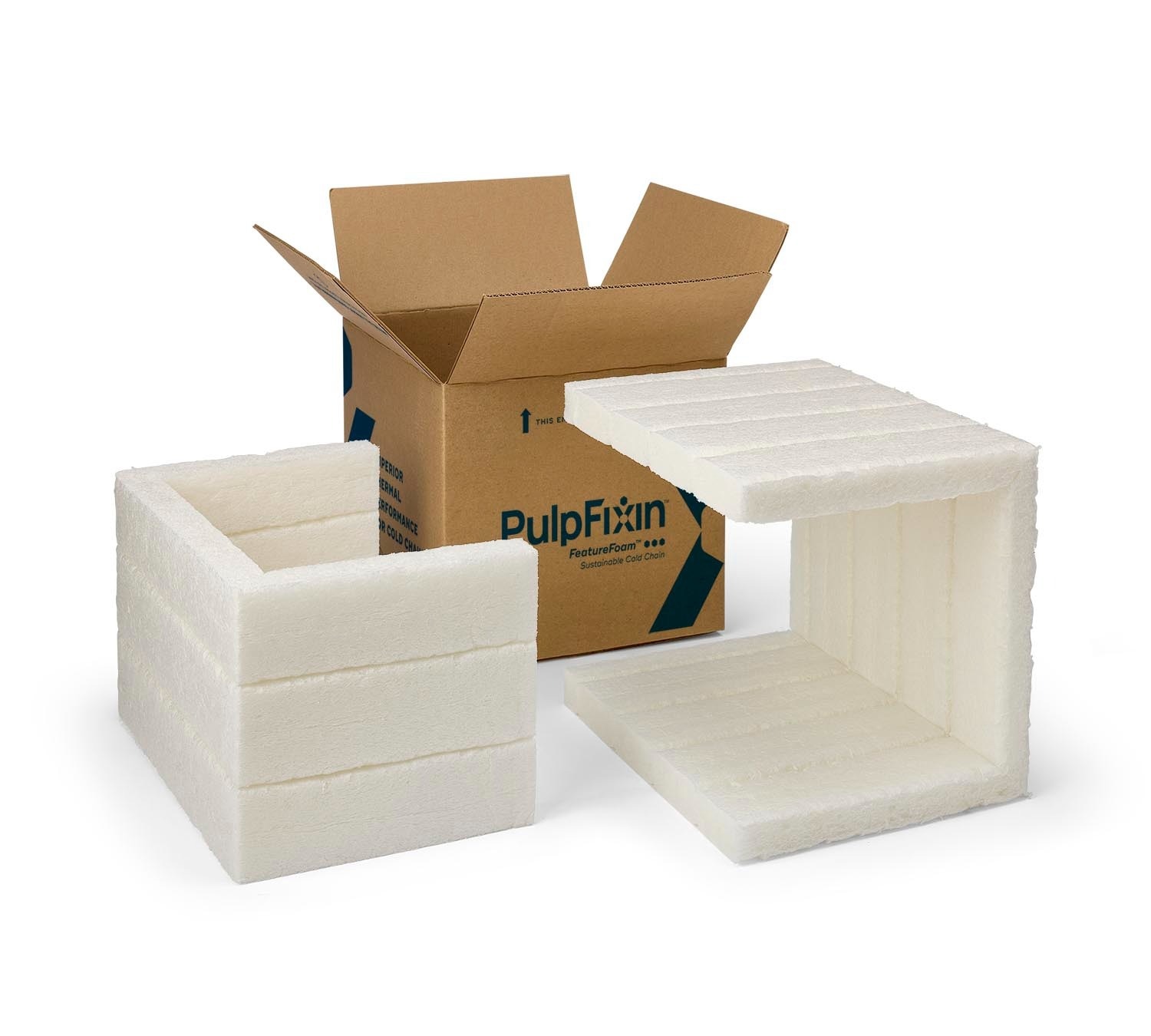 Pulp fixin feature foam products