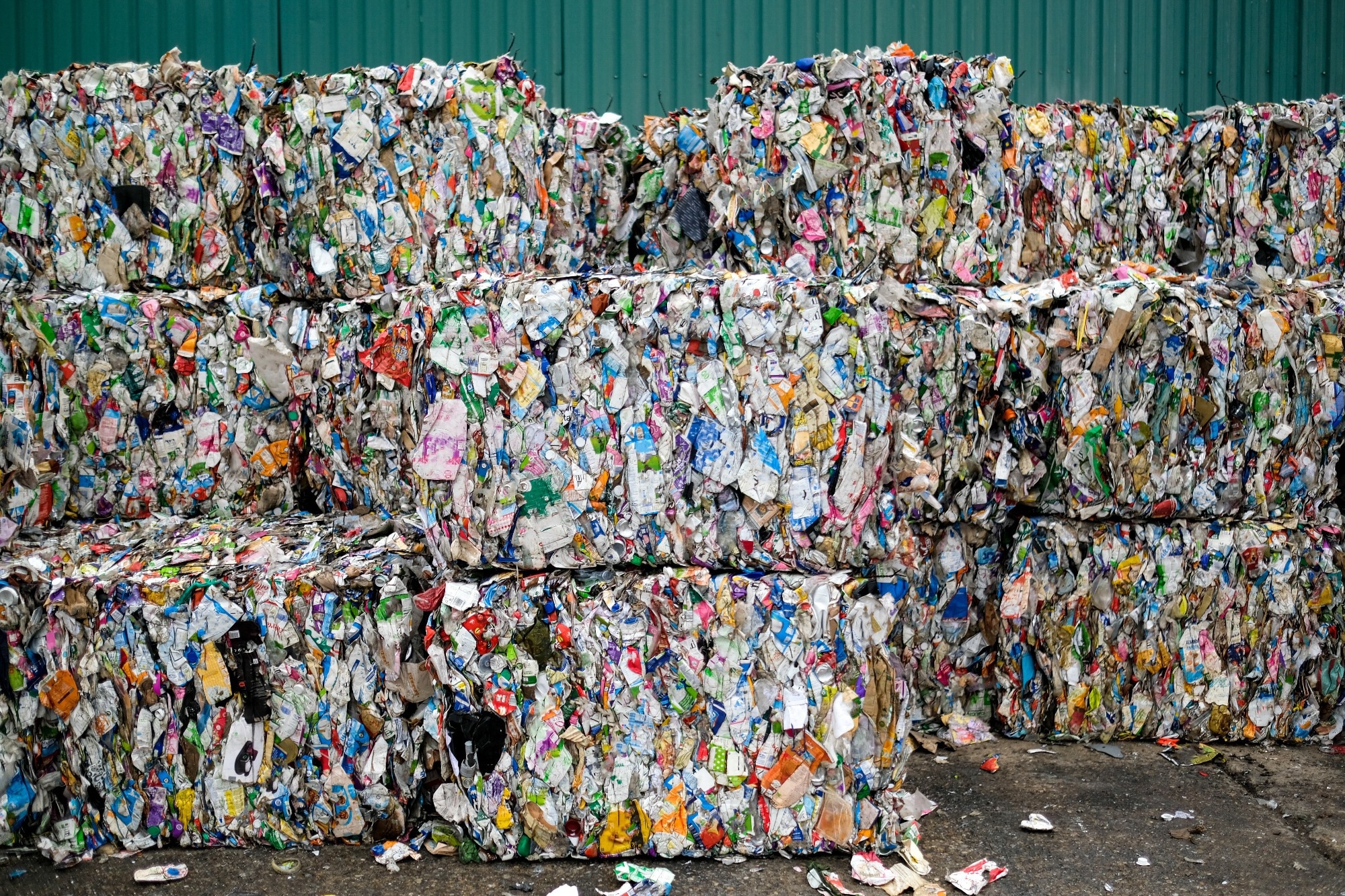 plastic containers for recycling stored