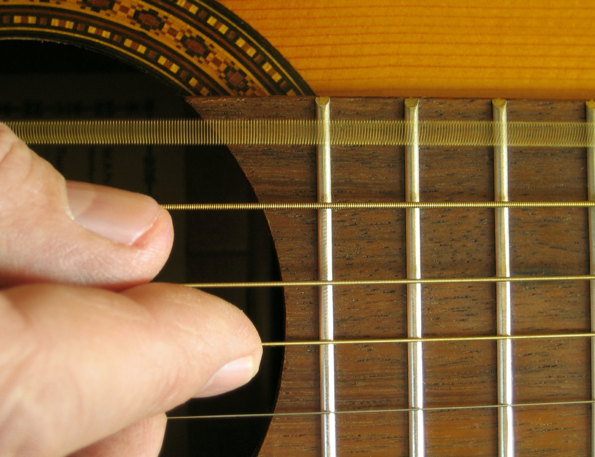 Acoustic guitar with oscillating E-string