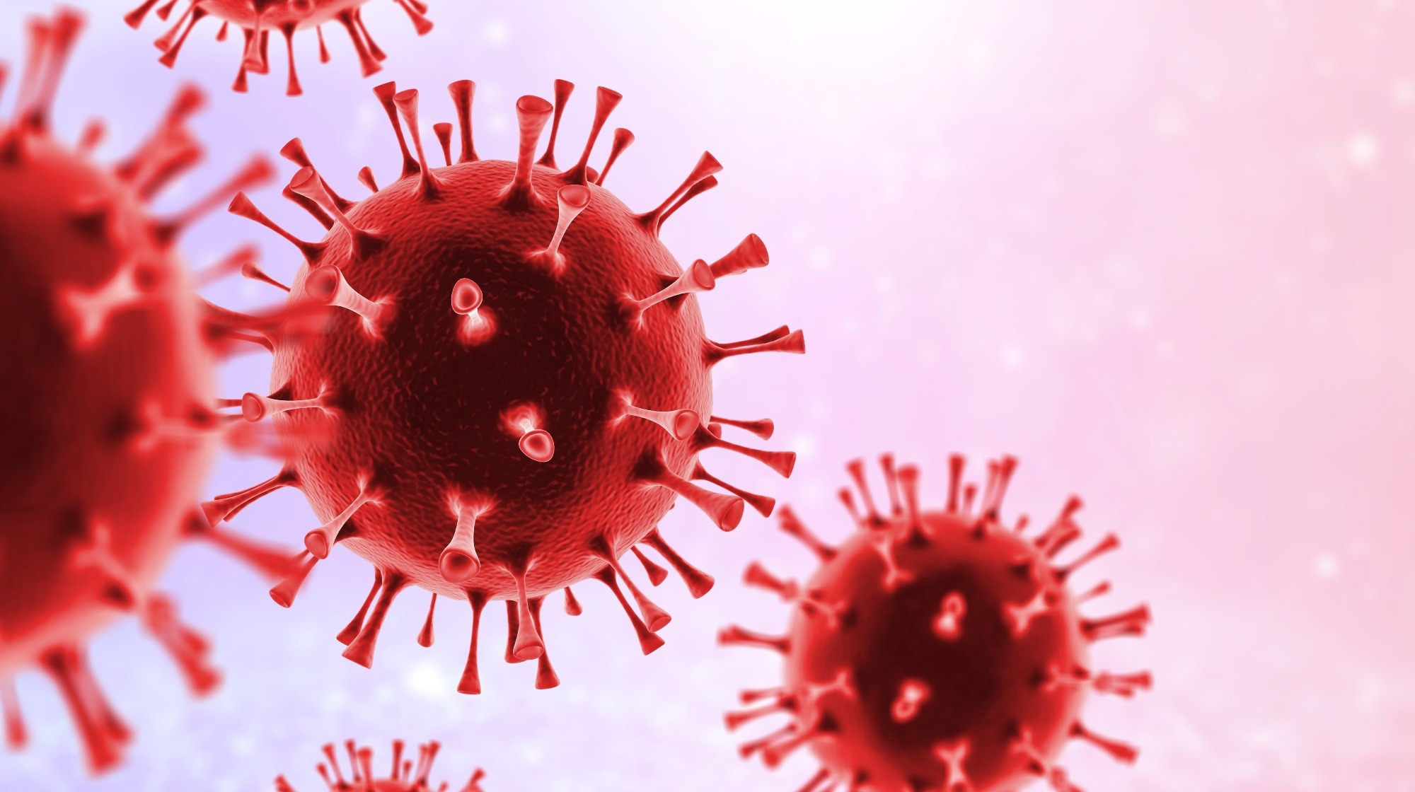 Red coronavirus models. 3D illustration