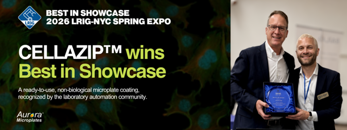 Aurora Microplates wins Best in Showcase at the 2026 LRIG-NYC Spring Expo for CELLAZIP™